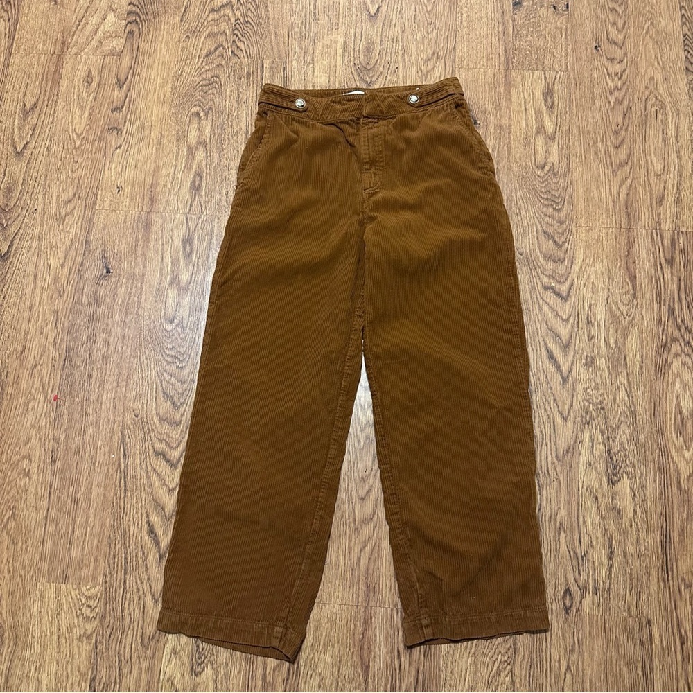 Zara Brown Corduroy Pants Straight-Leg Casual size M casual